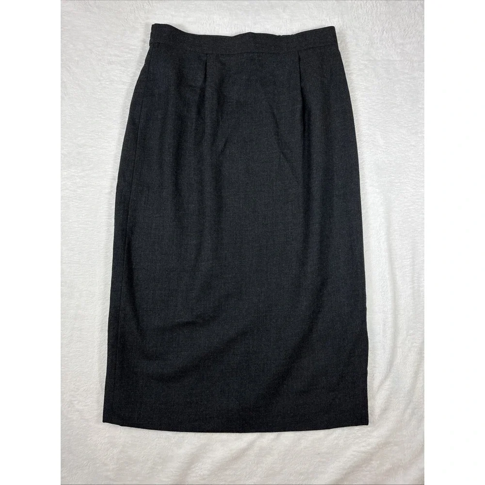 100% Pure‎ Wool Dark Grey Petite Size 6 Casual Corner Pencil Skirt Knee Length